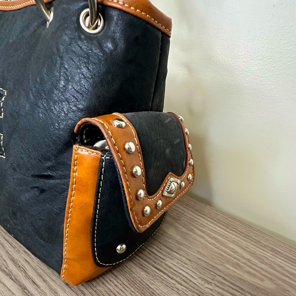 Montana West Black and Tan Shoulder Bag
